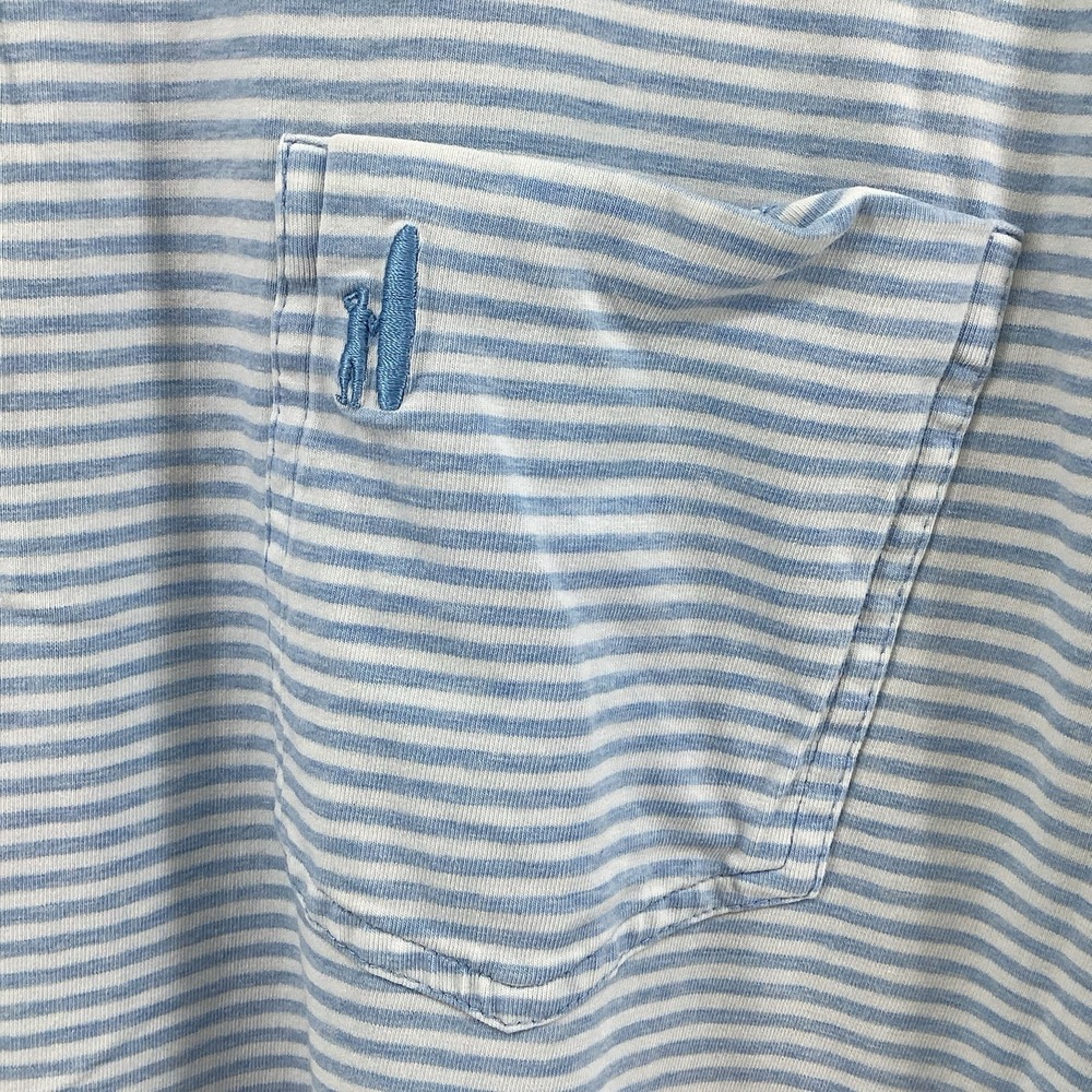 Mens Johnnie-O Hanging Out Short Sleeve Striped Golf Pocket Polo- Blue/white-XXL - Picture 3 of 7